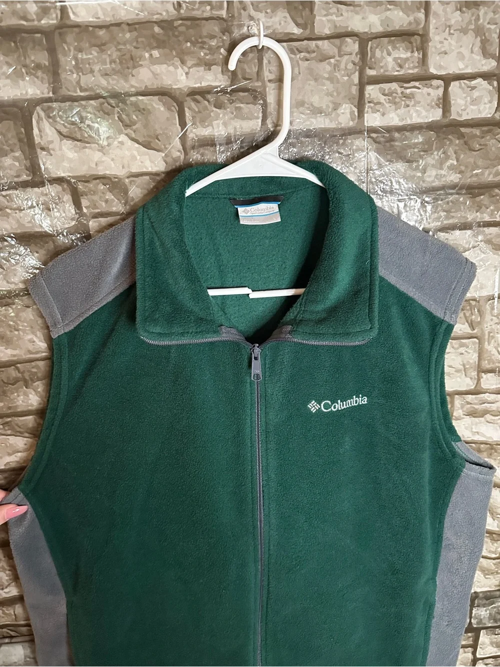 Columbia Forest Green and Gray Fleece Vest Size Large
